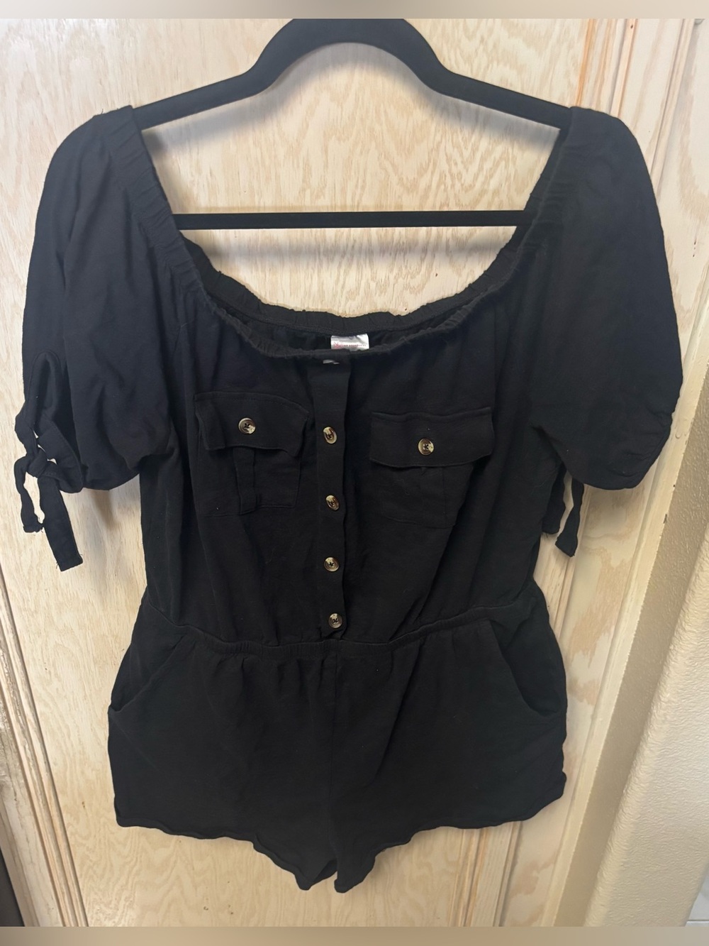 No Boundaries Juniors Black Off Shoulder Romper Size XL 15-17 Resort Lounge